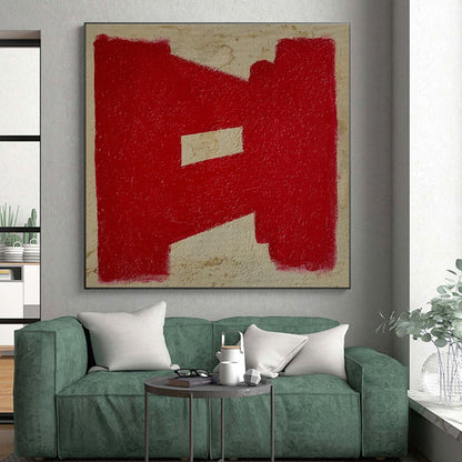 Cool Abstract Paintings Red and Beige Geometric Abstract Art HS640