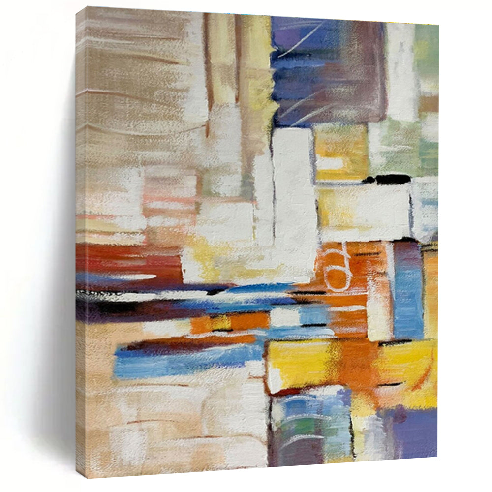 Handmade Art Multicolor Geometric Abstract, Minimalist Canvas Art HS458