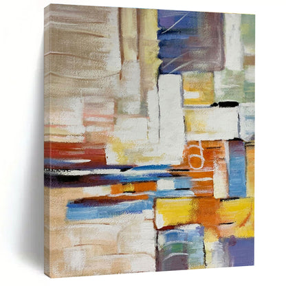 Handmade Art Multicolor Geometric Abstract, Minimalist Canvas Art HS458