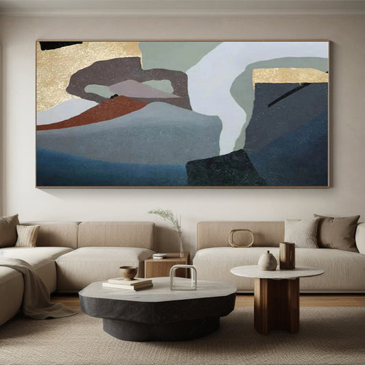 Unique Abstract Art Multicolor Geometric Abstract, Large Contemporary Wall Art HS424