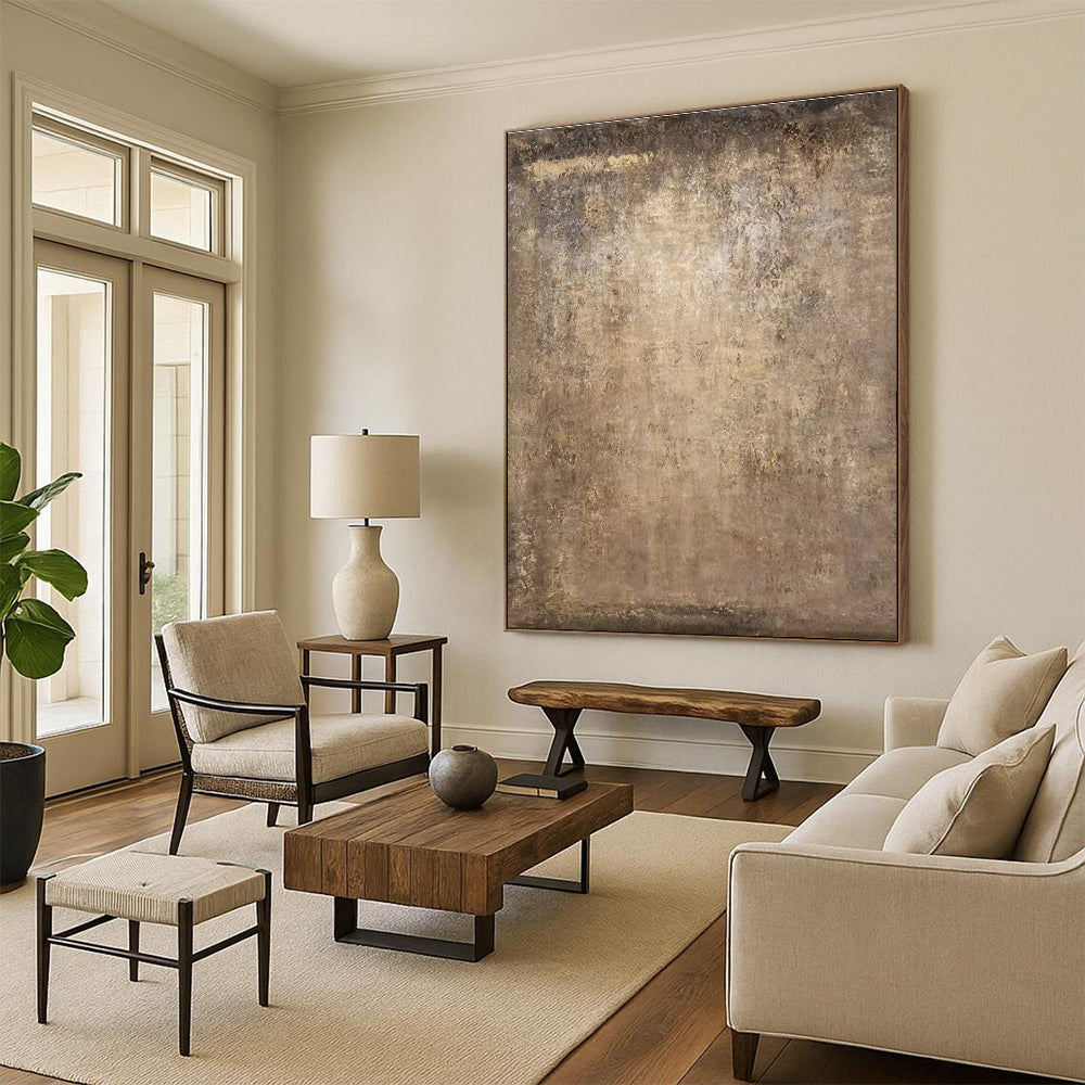 Hand-Painted Neutral Tones Textured Abstract Art, Acrylic Modern Art Paintings HS541