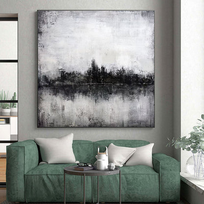 Acrylic Modern Art Paintings Gray and White Textured Abstract Landscape HS704