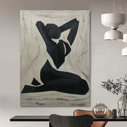 Black, Beige Abstract Figurative Art For Living Room and Art Studio WS425