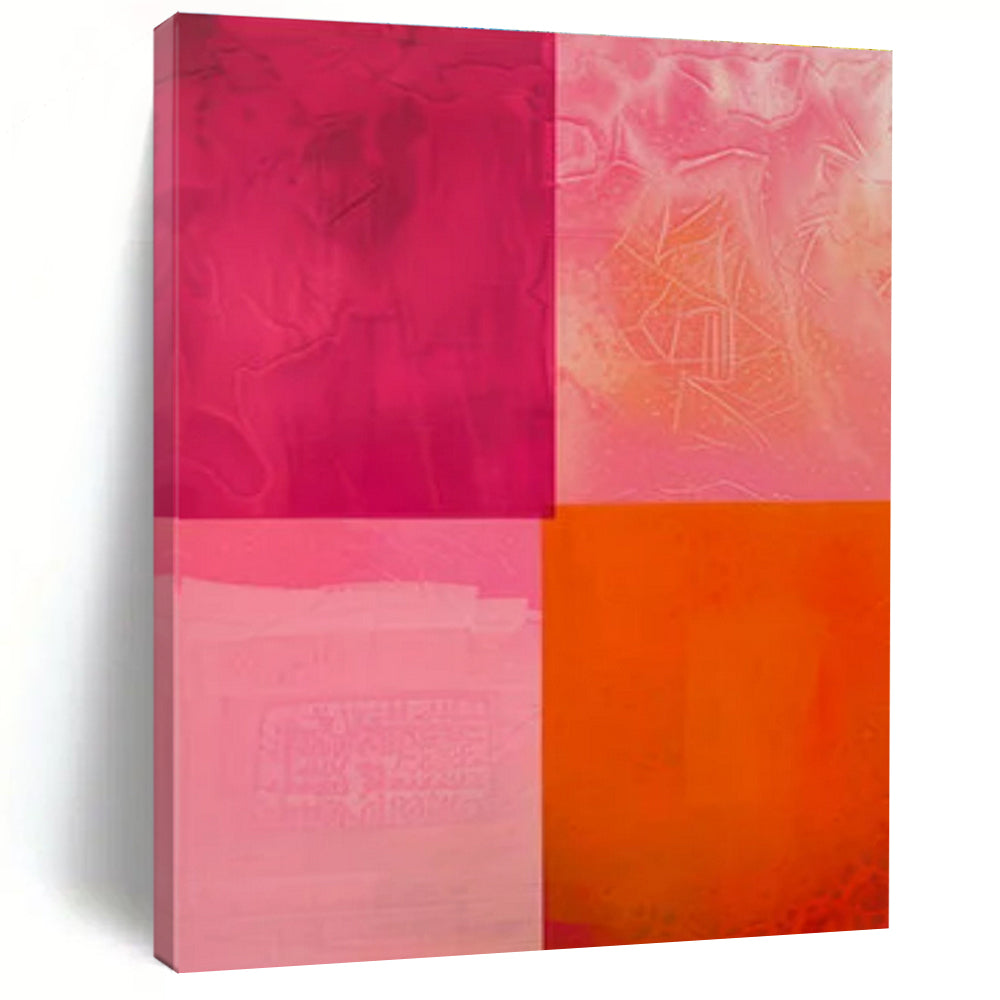 Cool Abstract Paintings Pink, Orange, and Red Geometric Abstract Painting On Canvas HS787