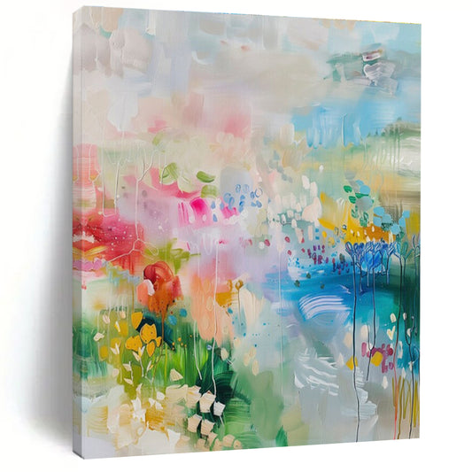 Large Contemporary Wall Art Multicolor Floral Abstract Art HS717