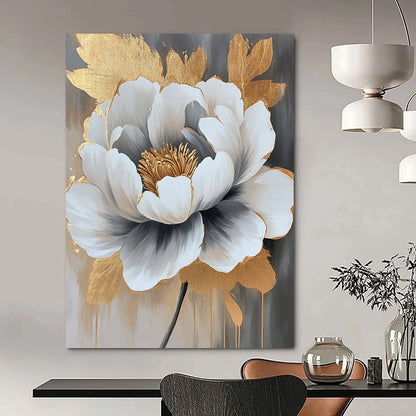 Gray, White, Gold Abstract Floral Art For Bedroom and Living Room WS435