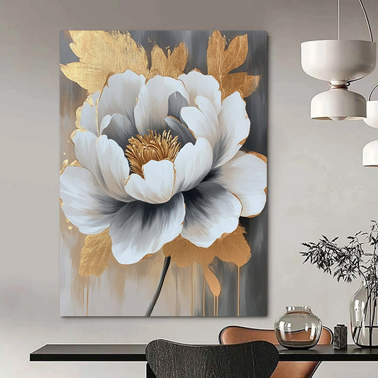 Gray, White, Gold Abstract Floral Art For Bedroom and Living Room WS435