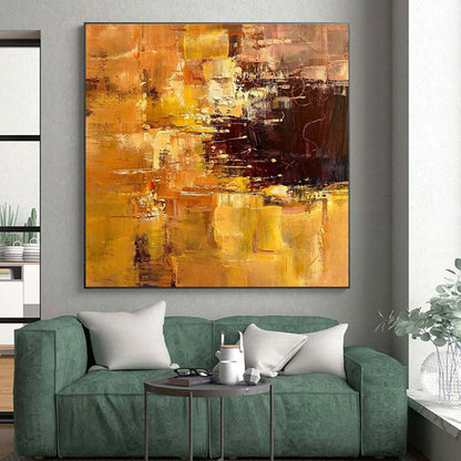 Unique Abstract Art Orange & Brown Textured Abstract, Large Contemporary Wall Art HS350