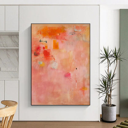 Cool Abstract Paintings Pink, Orange, and Red Dynamic Abstract Art HS765