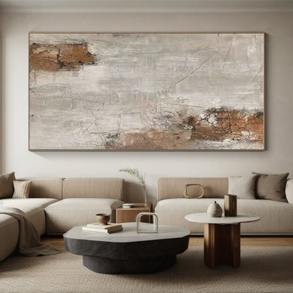 Hand Painted Art Beige & Brown Textured Abstract, Acrylic Modern Art Paintings HS305