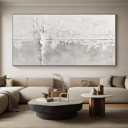Minimalist Canvas Art White Textured Abstract, Handmade Art HS228