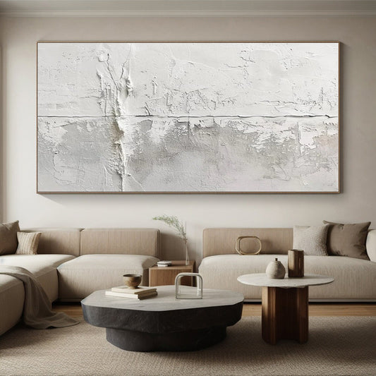 Minimalist Canvas Art White Textured Abstract, Handmade Art HS228