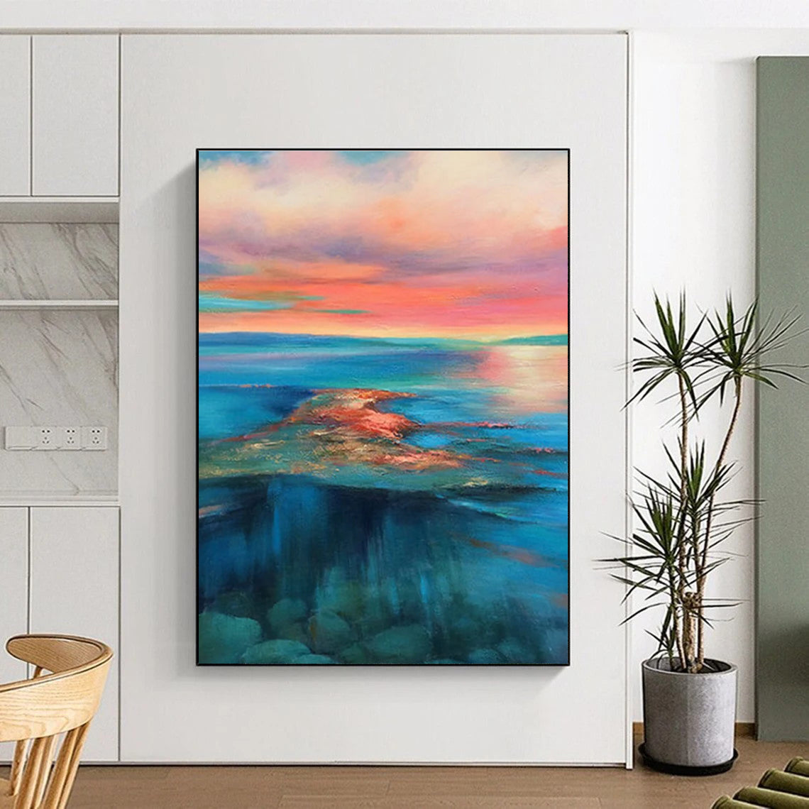 Multicolor Abstract Seascape Art For Living Room and Bathroom WS443