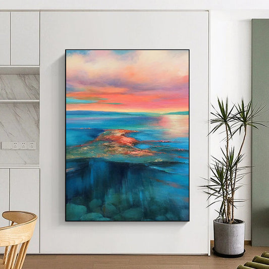 Multicolor Abstract Seascape Art For Living Room and Bathroom WS443