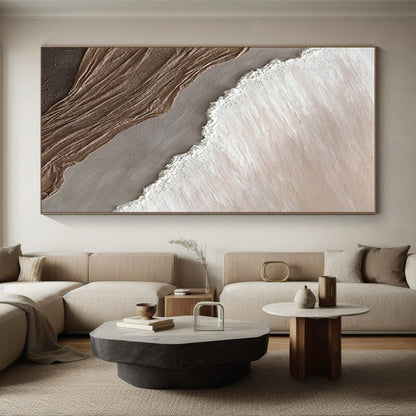 Hand Painted Art Neutral Tones with Textured Layers Abstract Art HS571