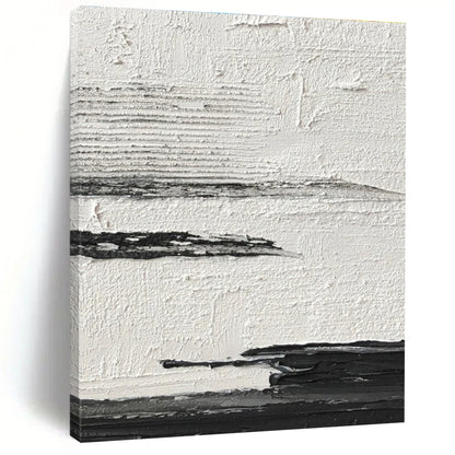 Minimalist Canvas Art Black & White Textured Abstract, Handmade Art HS268