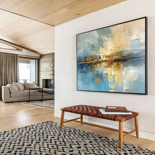 Oversized Canvas Art Multicolor Abstract Cityscape Painting WB196