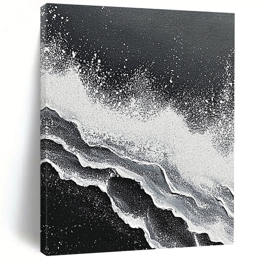 Unique Abstract Art Black and White Wave Textured Abstract Painting HS176