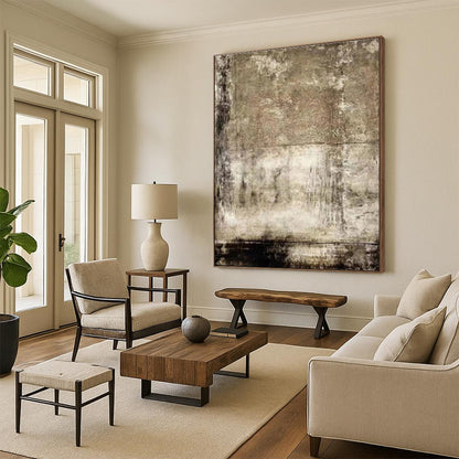 Hand Painted Art with Brown, Beige, Black and Gray Colors, Textured Abstract Theme HS490