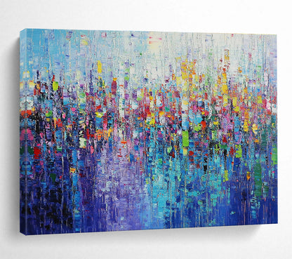 Extra Large Size Multicolor Textured Cityscape Abstract Painting WB248
