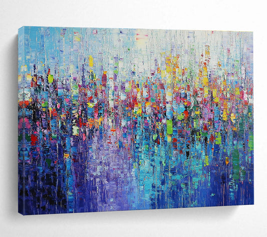 Extra Large Size Multicolor Textured Cityscape Abstract Painting WB248