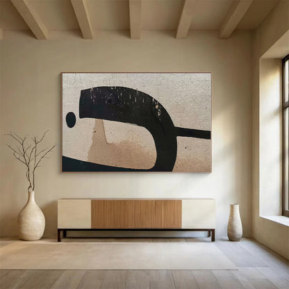Black, Beige Abstract Painting – Minimalist Acrylic Art WB049