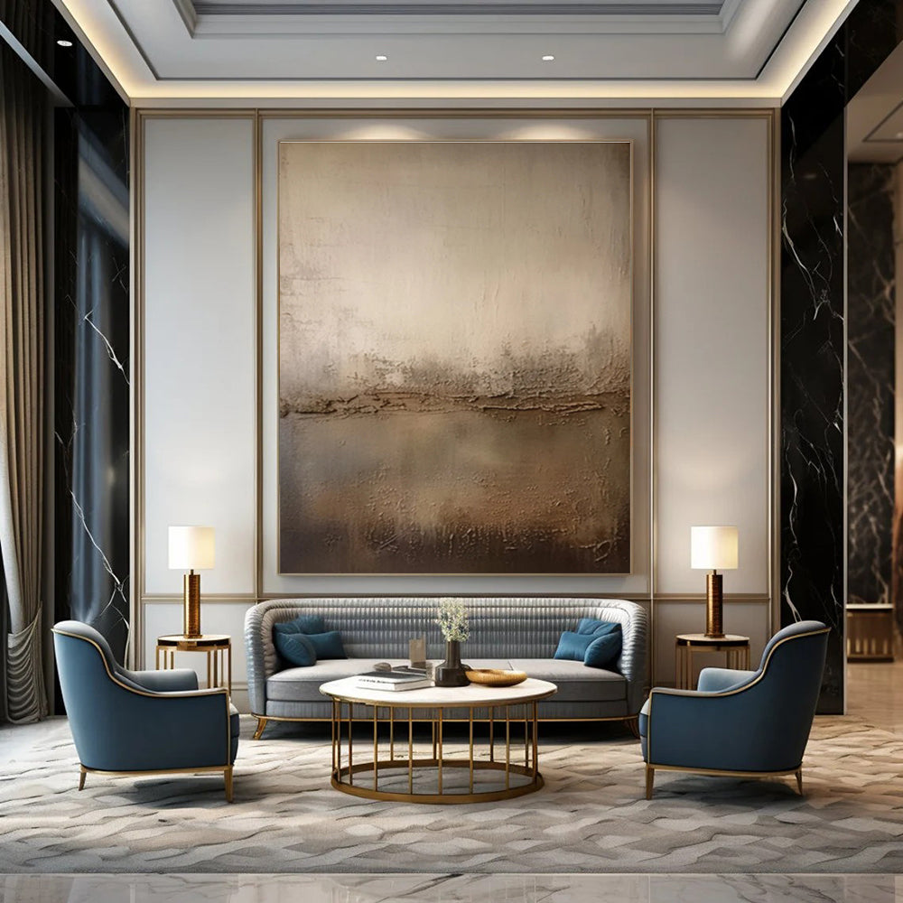 Beige and Brown Textured Minimalist Abstract Painting For Sale Online WS473