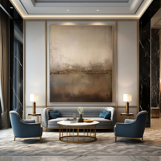 Beige and Brown Textured Minimalist Abstract Painting For Sale Online WS473