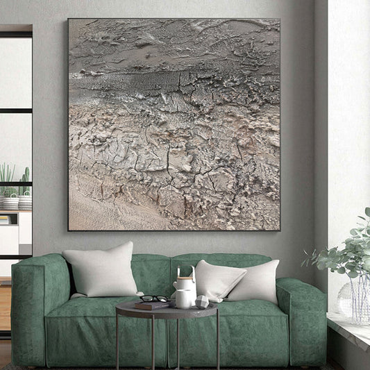 Unique Abstract Art Gray Textured Abstract, Large Contemporary Wall Art HS302