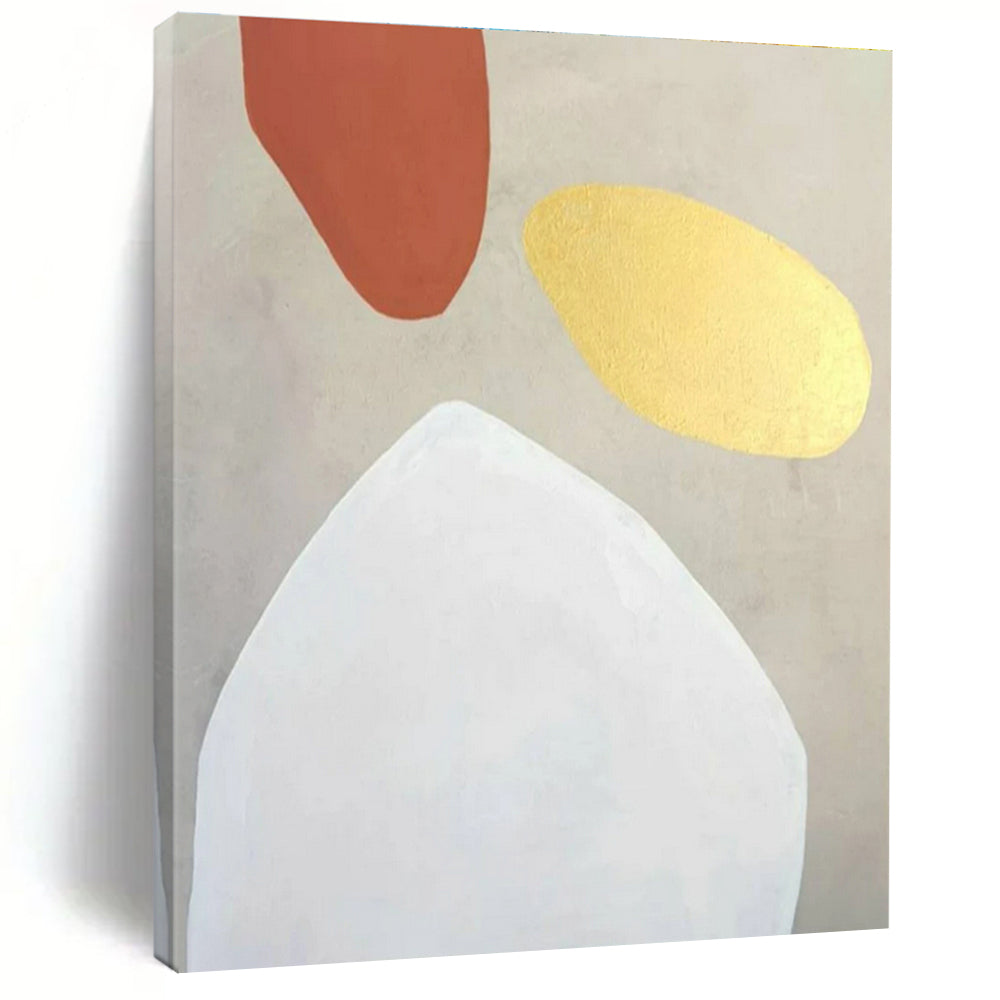 Unique Abstract Art Neutral Tones with Rust and Gold Accents Abstract Art HS643