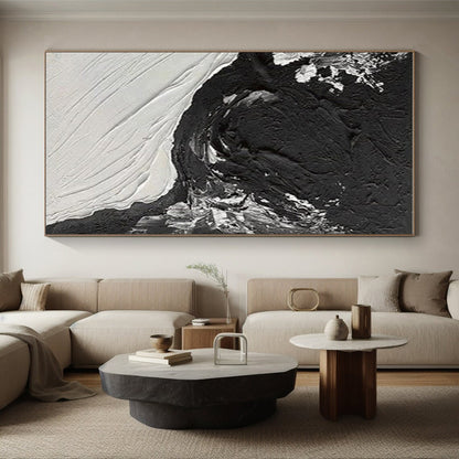 Unique Abstract Art Black and White Textured Abstract Painting HS575