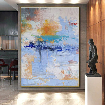 Unique Abstract Art Multicolor Gestural Abstract, Large Contemporary Wall Art HS359