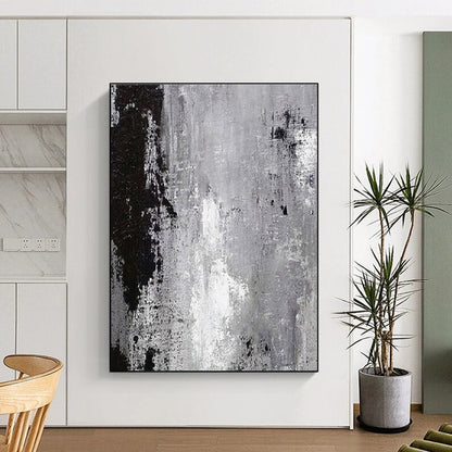 Cool Abstract Paintings Gray and Black Textured Abstract Art HS705