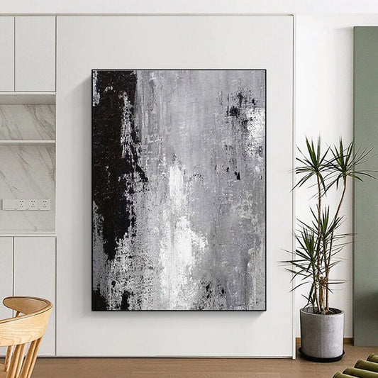Cool Abstract Paintings Gray and Black Textured Abstract Art HS705