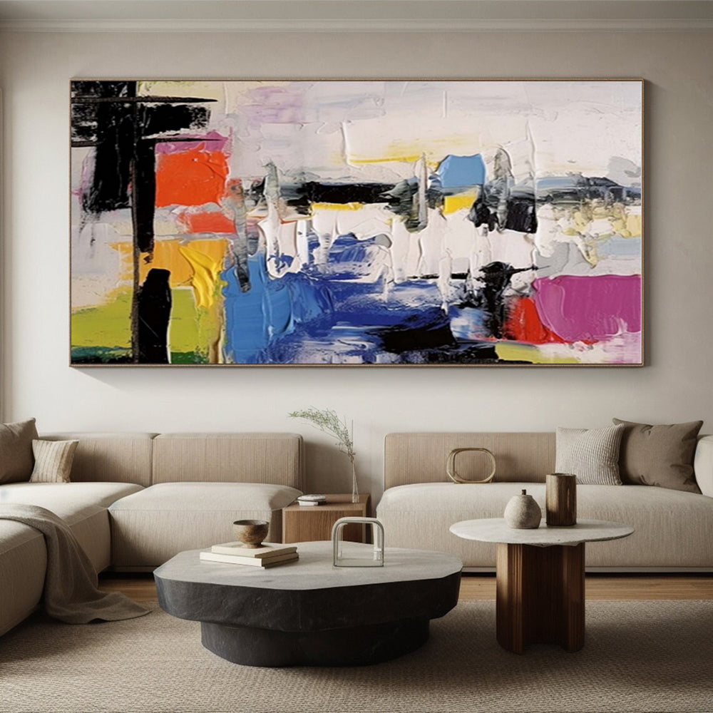 Large Painting In Living Room Colorful Textured Abstract Art, Modern Art Acrylic HS559