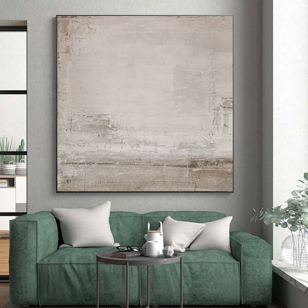 Modern Art Acrylic Beige Textured Abstract Art HS626