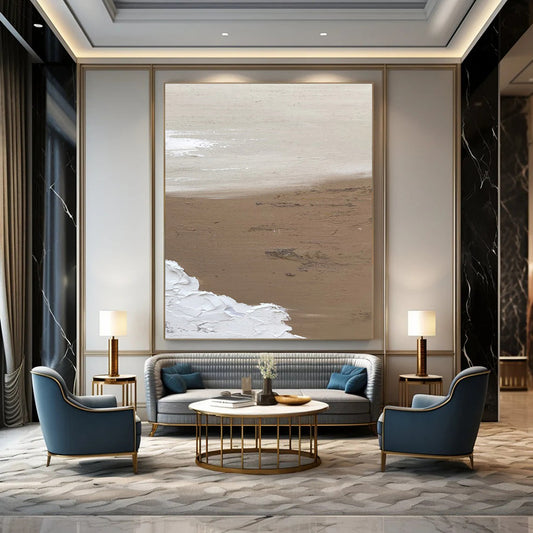 White, Beige Abstract Textured Art For Living Room and Bedroom WS458