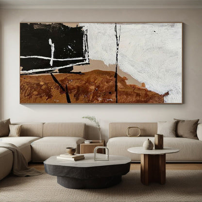 Cool Abstract Paintings Black, White, and Brown Geometric Abstract Art HS686