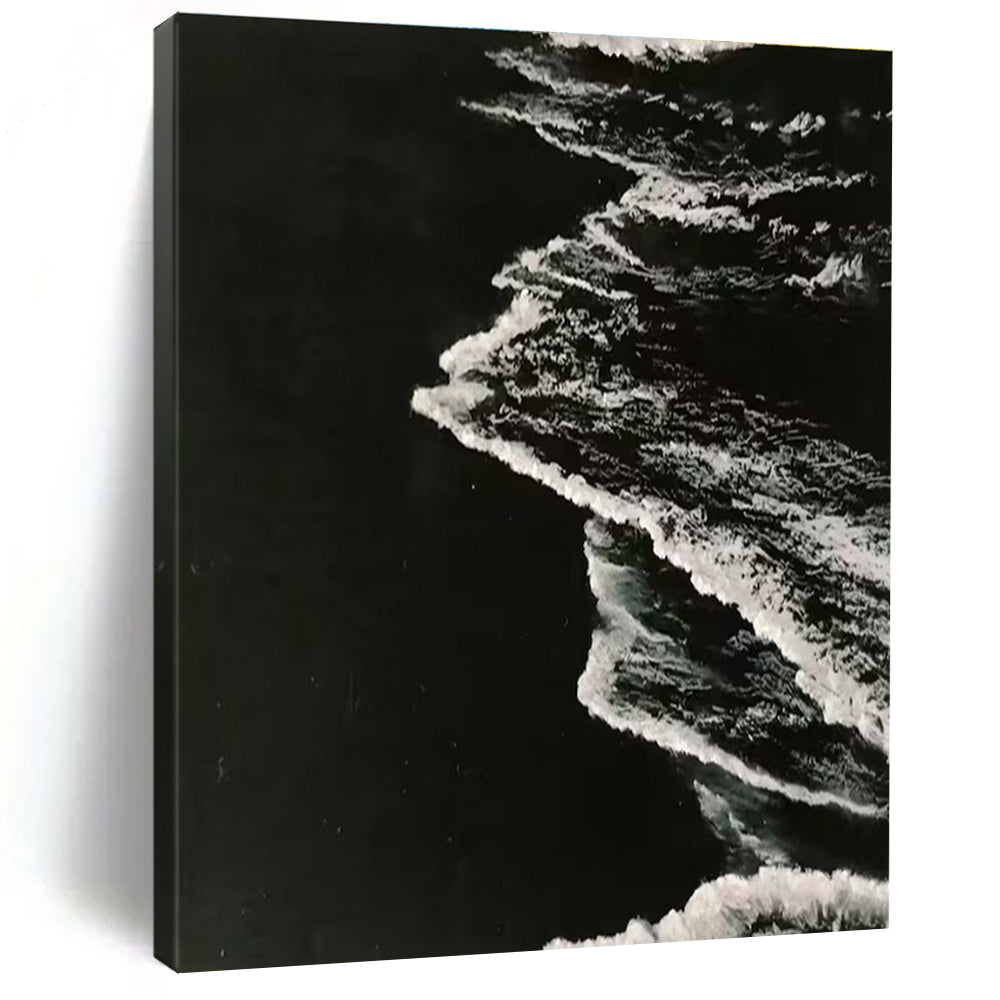 Black, White Abstract Seascape Art For Bathroom and Coastal-Themed Living Room WS454