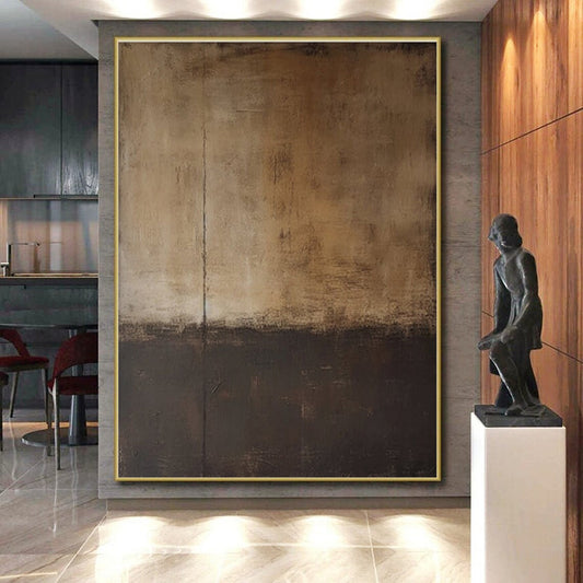 Hand Painted Art Brown and Black Textured Abstract Art HS761