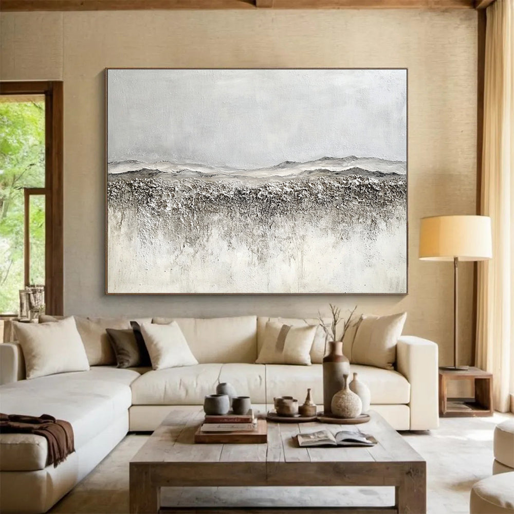 Horizontal Gray Textured Landscape Abstract Painting WB253