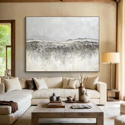 Horizontal Gray Textured Landscape Abstract Painting WB253