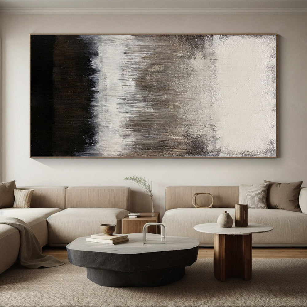 Oversized Abstract Wall Art Gray and Black Textured Abstract Art HS699