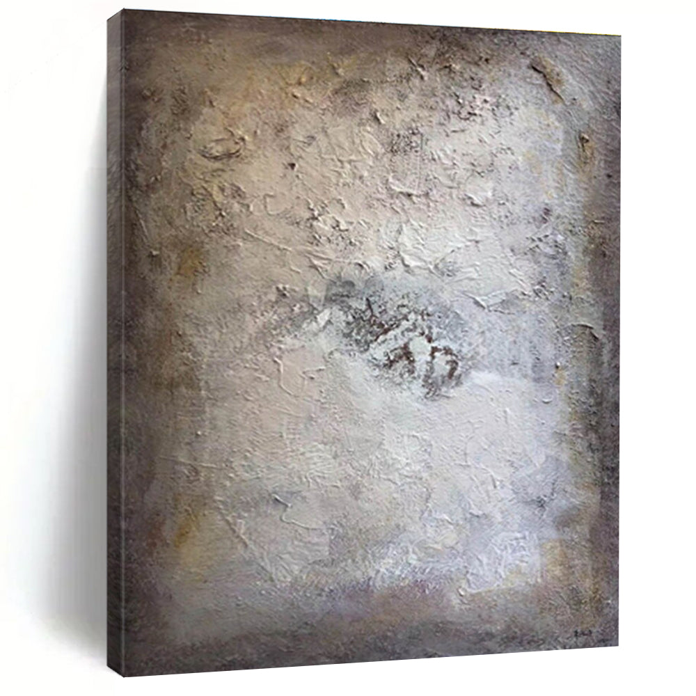 Minimalist Canvas Art Beige & Gray Textured Abstract, Handmade Art HS252