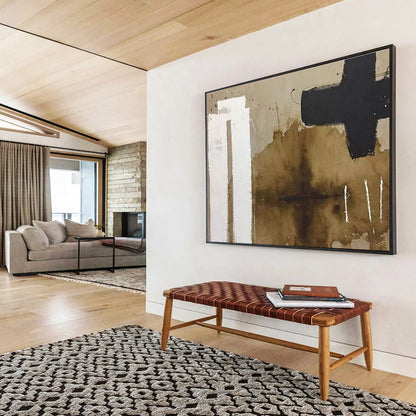 Brown, Black, White Abstract Geometric Art For Sale WB390