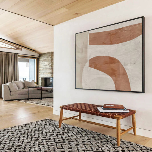 Brown, White Abstract Painting – Geometric Acrylic Art WB050