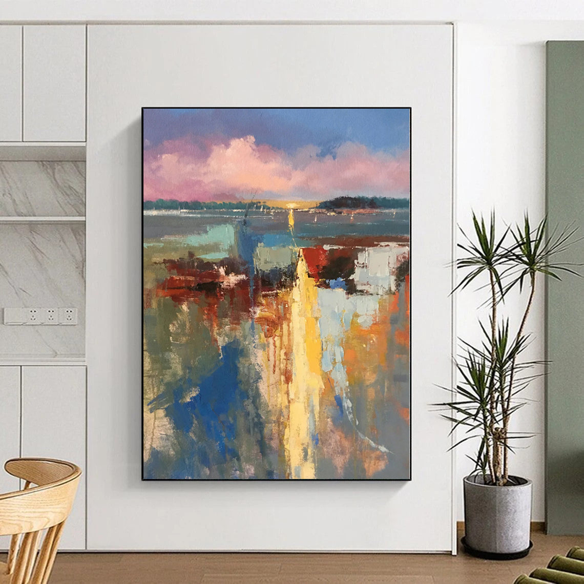 Multicolor Abstract Landscape Art For Living Room and Sunroom WS427