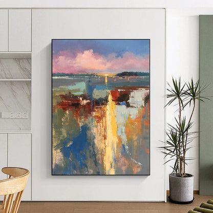 Multicolor Abstract Landscape Art For Living Room and Sunroom WS427