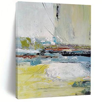 Large Contemporary Wall Art Yellow, Blue & Multicolor Textured Abstract, Modern Art Acrylic HS220