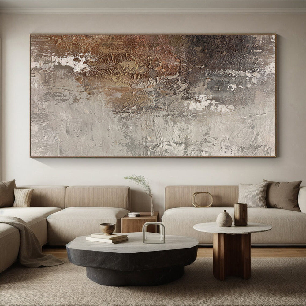 Hand-Painted Brown & Gray Textured Abstract, Acrylic Modern Art Painting HS311